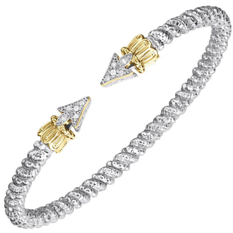 14K Gold and Sterling Silver, Diamond Stackable Cuff Bracelet