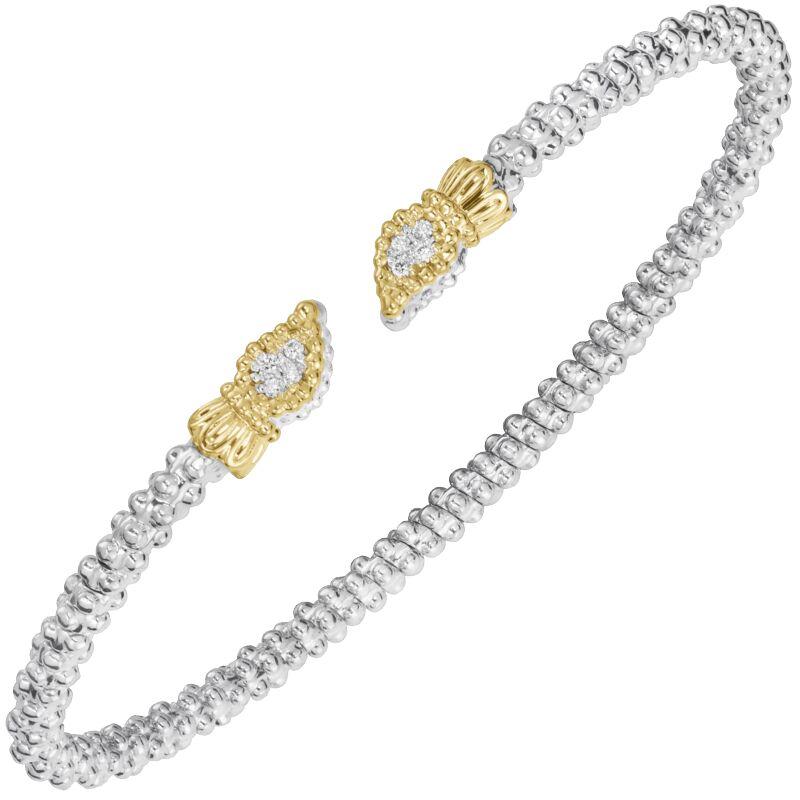 14K Gold & Sterling Silver, Diamond Stackable Bracelet