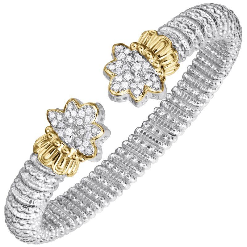 14K Gold and Sterling Silver, Diamond Cuff Bracelet