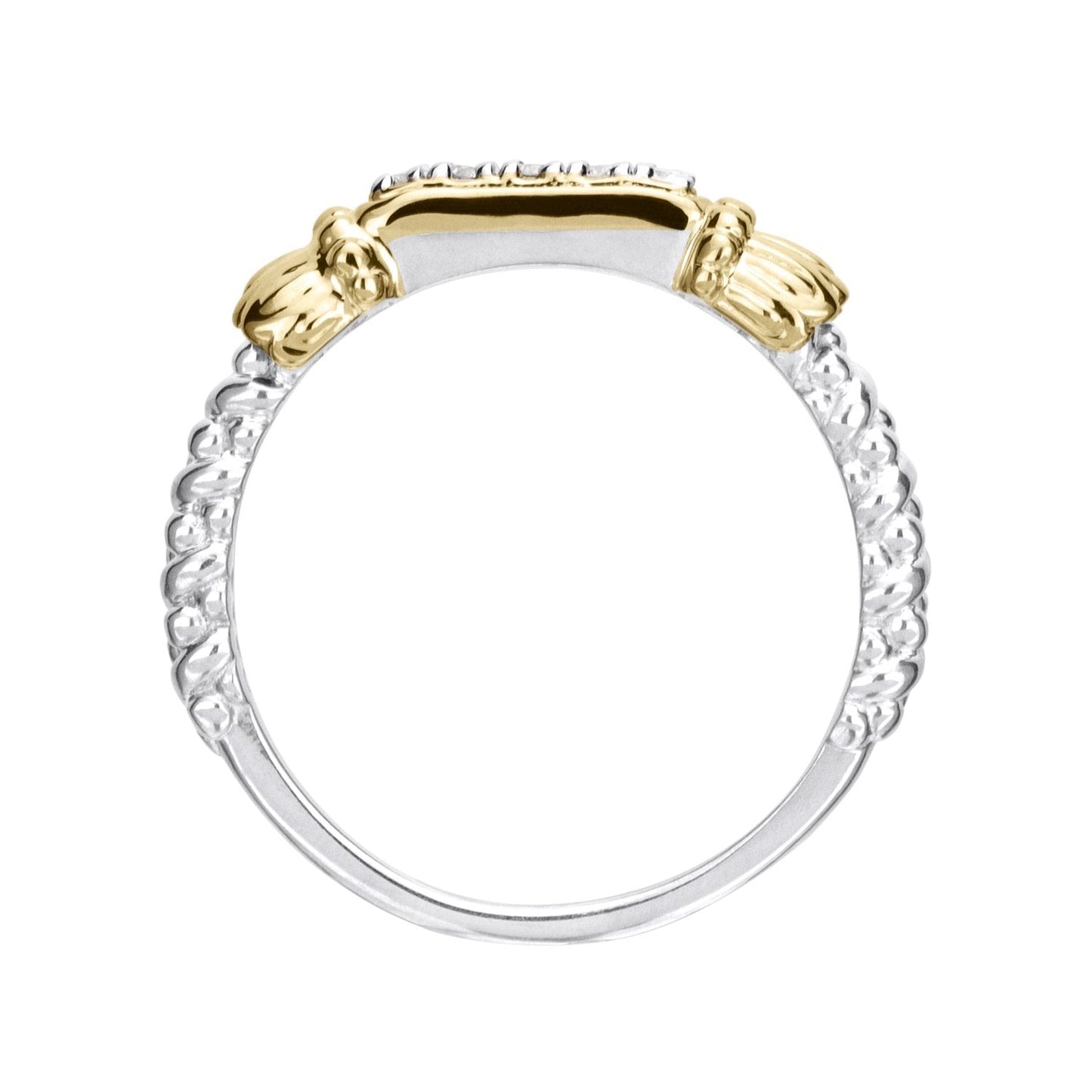 14K Gold and Sterling Silver, Diamond Stackable Ring