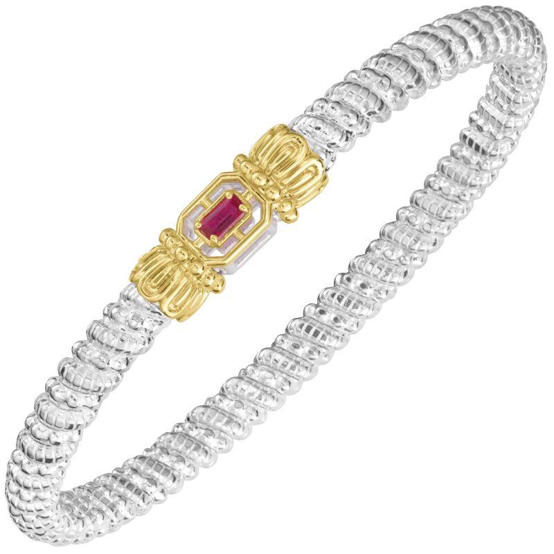 14K Gold and Sterling Silver, Ruby Stackable Cuff Bracelet