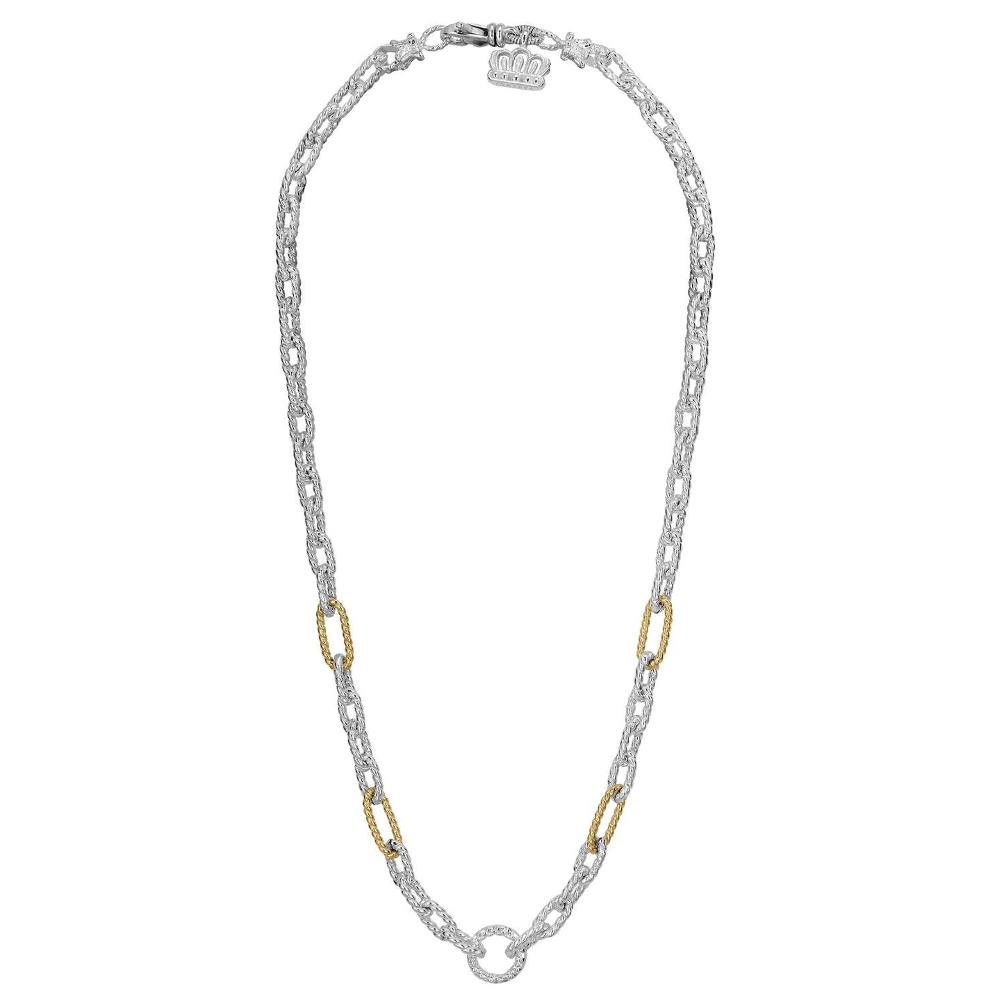 14K Gold and Sterling Silver, Two-Tone Necklace