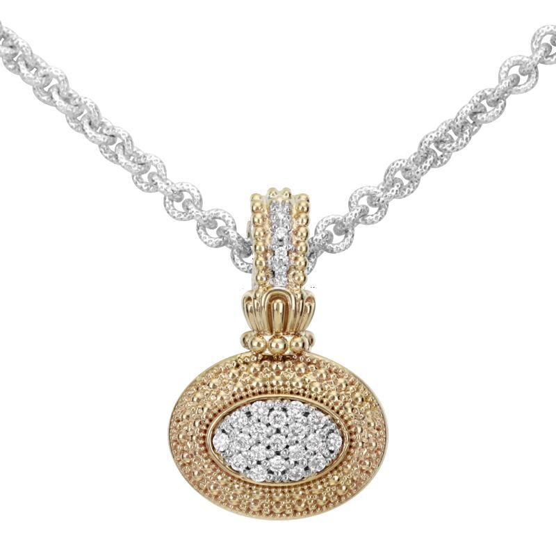 14K Gold and Sterling Silver, Diamond Statement Pendant