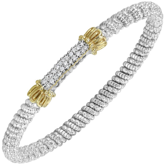 14K Gold and Sterling Silver, Diamond Stackable Bracelet