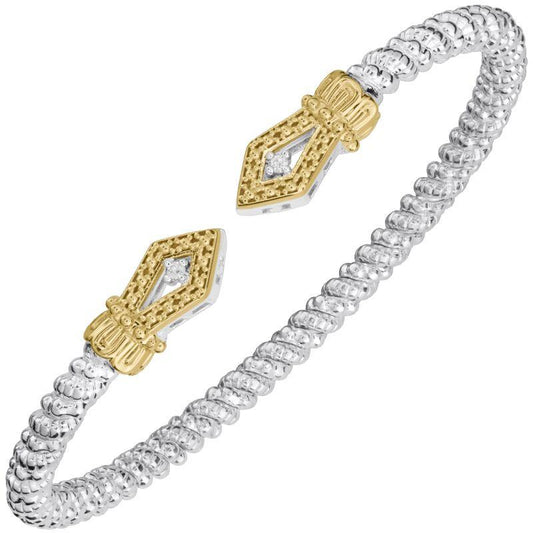 14K Gold and Sterling Silver, Diamond Stackable Bracelet