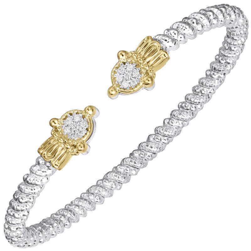 14K Gold and Sterling Silver, Diamond Stackable Bracelet