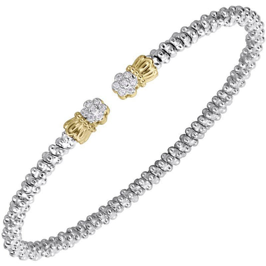14K Gold and Sterling Silver, Diamond Stackable Bracelet