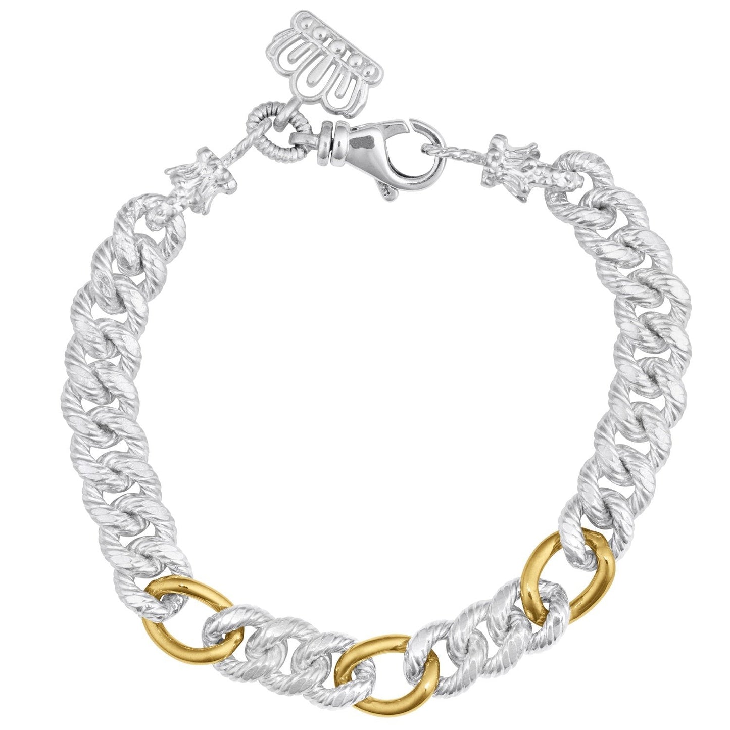 14K Gold and Sterling Silver, Two-Tone Chain Bracelet