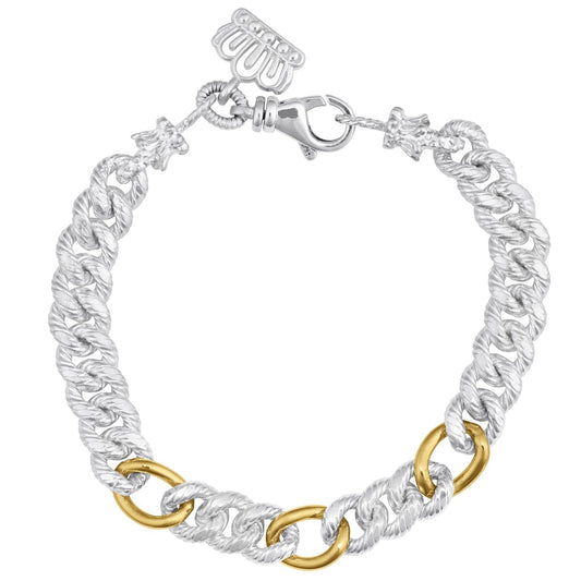 14K Gold and Sterling Silver, Two-Tone Chain Bracelet