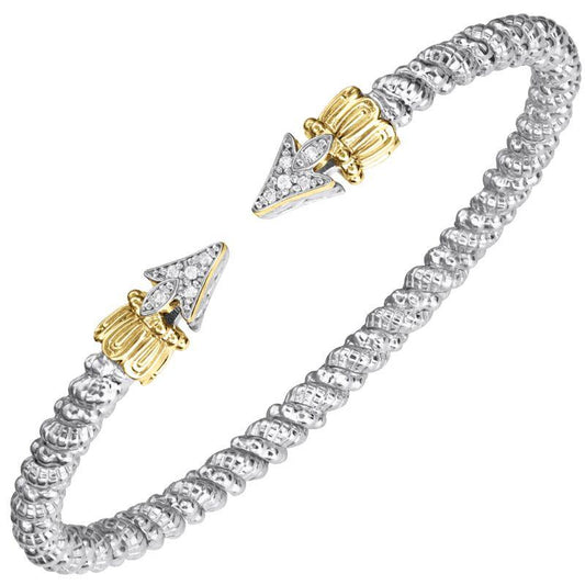 14K Gold and Sterling Silver, Diamond Stackable Cuff Bracelet