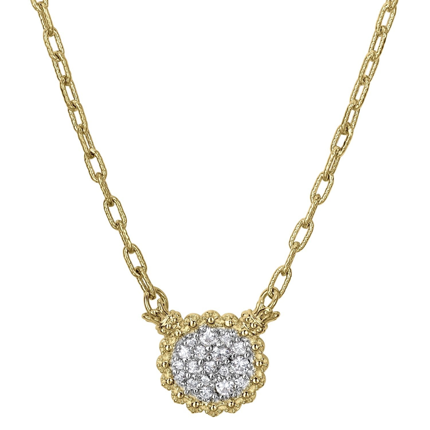 14K Gold, Diamond Disc Necklace