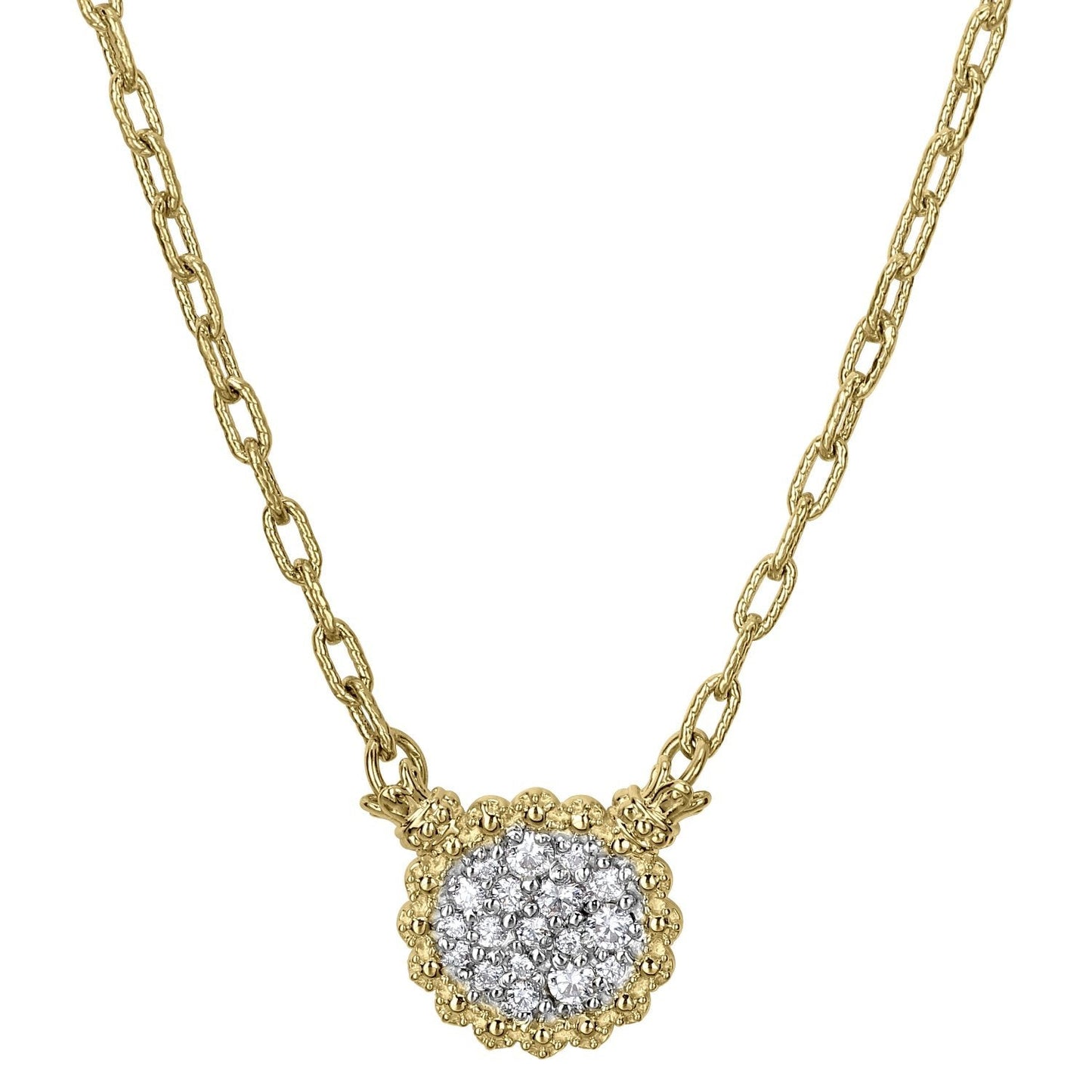 14K Gold, Diamond Disc Necklace