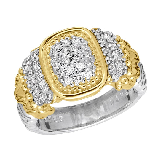 14K Gold and Sterling Silver, Diamond Ring