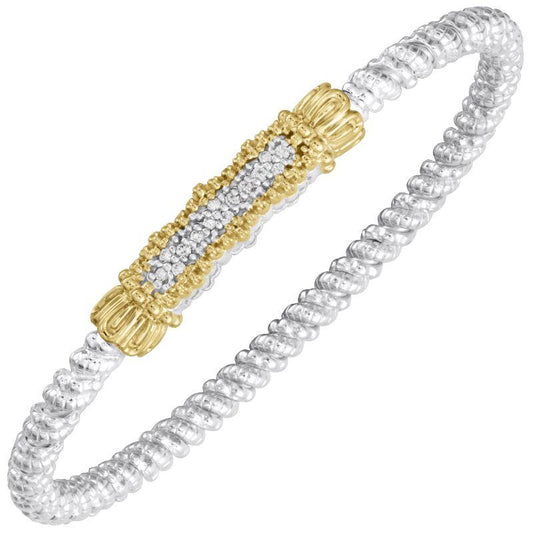 14K Gold and Sterling Silver, Diamond Stackable Bracelet