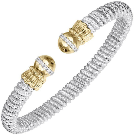 14K Gold and Sterling Silver, Diamond Stackable Cuff Bracelet
