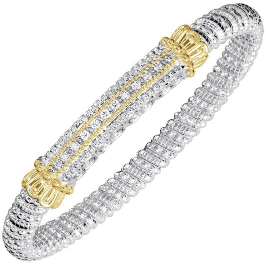 14K Gold and Sterling Silver, Diamond Stackable Bracelet
