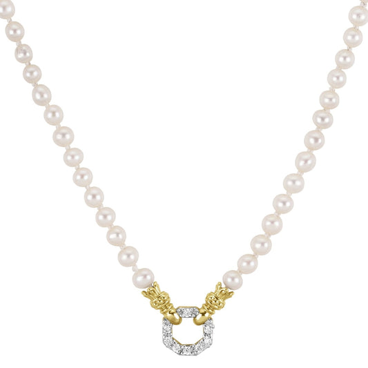 14K Gold, Pearl and Diamond Necklace