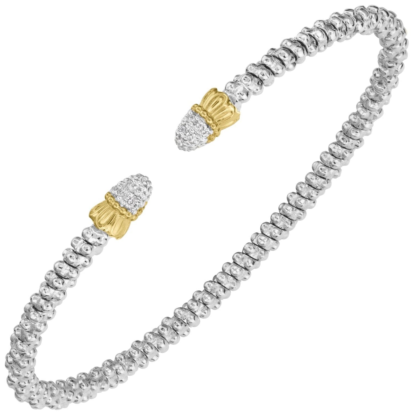 14K Gold and Sterling Silver, Diamond Stackable Bracelet