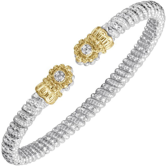 14K Gold and Sterling Silver, Diamond Stackable Cuff Bracelet