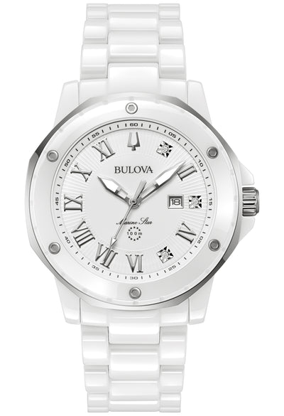 Bulova Stainless Steel & Ceramic Marc Anthony Ladies Watch98P222