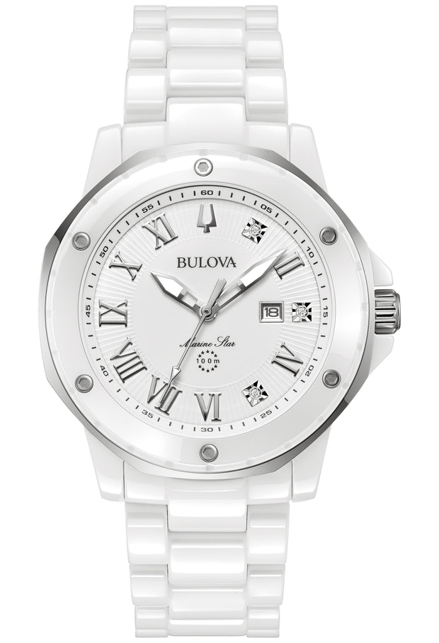 Bulova Stainless Steel & Ceramic Marc Anthony Ladies Watch98P222