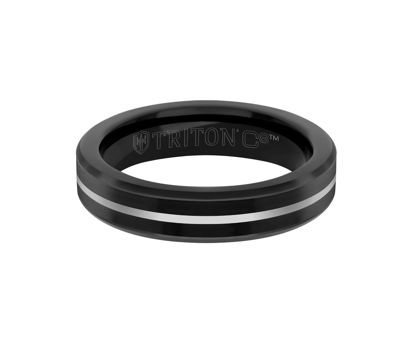 5MM Tungsten Carbide Ring - Ceramic C8 Inlay with Center Line and Broken Edge