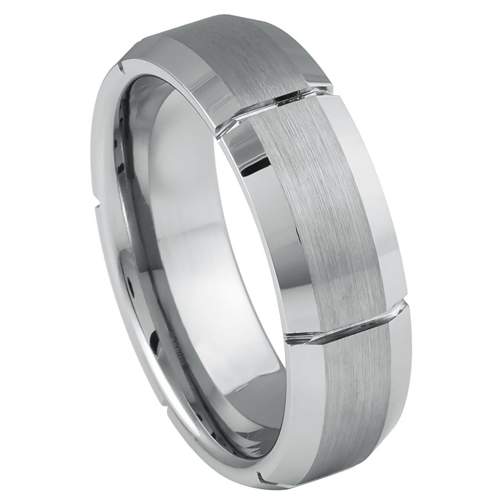 Tungsten Ring Multiple Vertical Grooves – 7mm