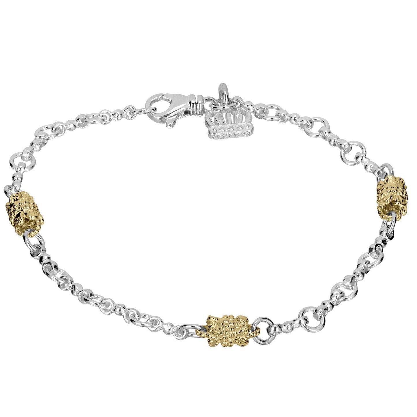 14K Gold and Sterling Silver, Two-Tone Chain Bracelet