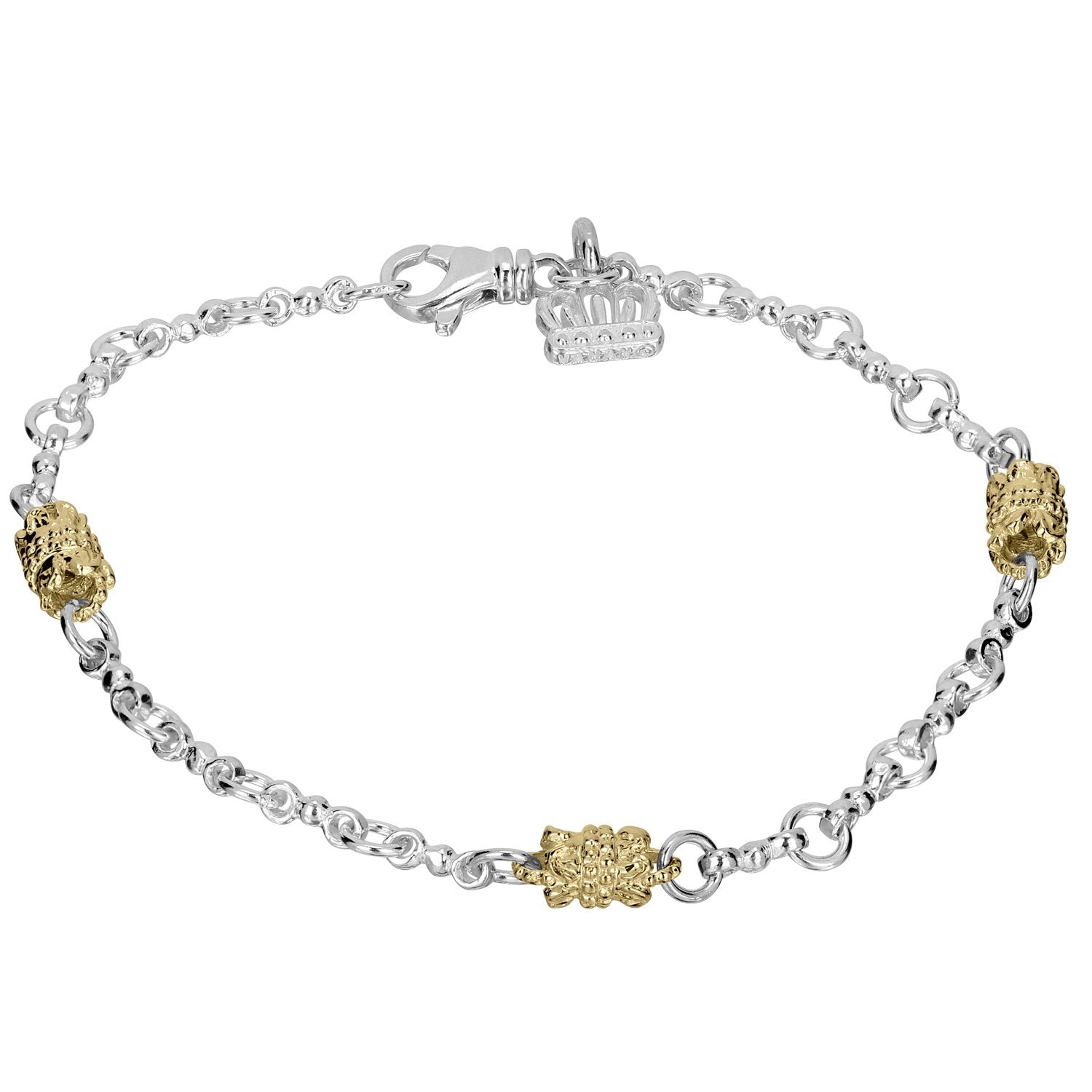 14K Gold and Sterling Silver, Two-Tone Chain Bracelet
