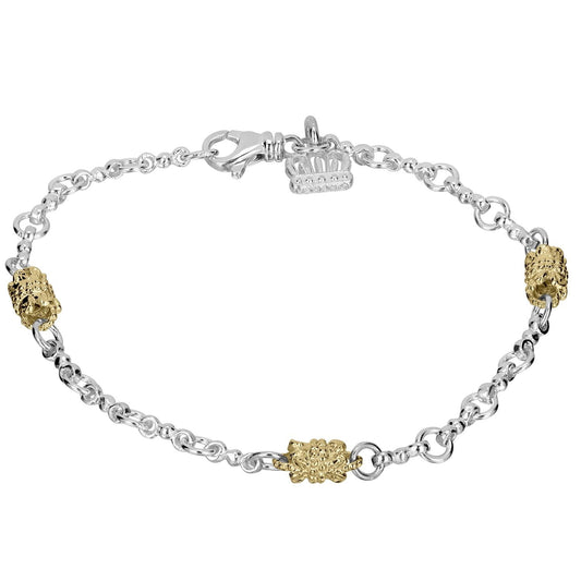 14K Gold and Sterling Silver, Two-Tone Chain Bracelet