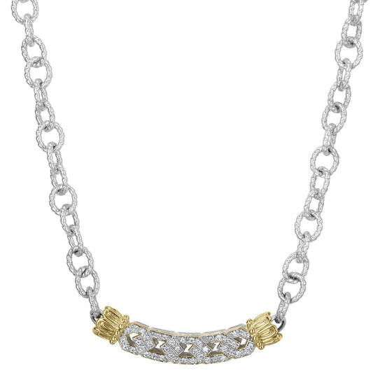 14K Gold and Sterling Silver, Diamond Statement Necklace