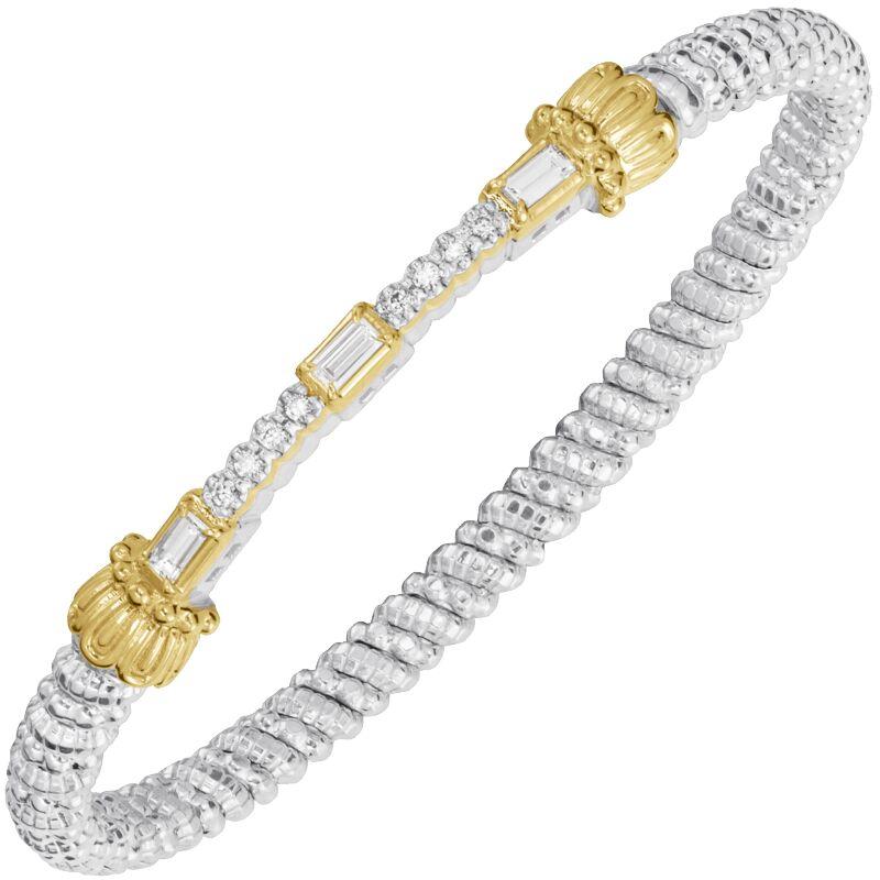 14K Gold and Sterling Silver, and Diamond Stackable Bracelet