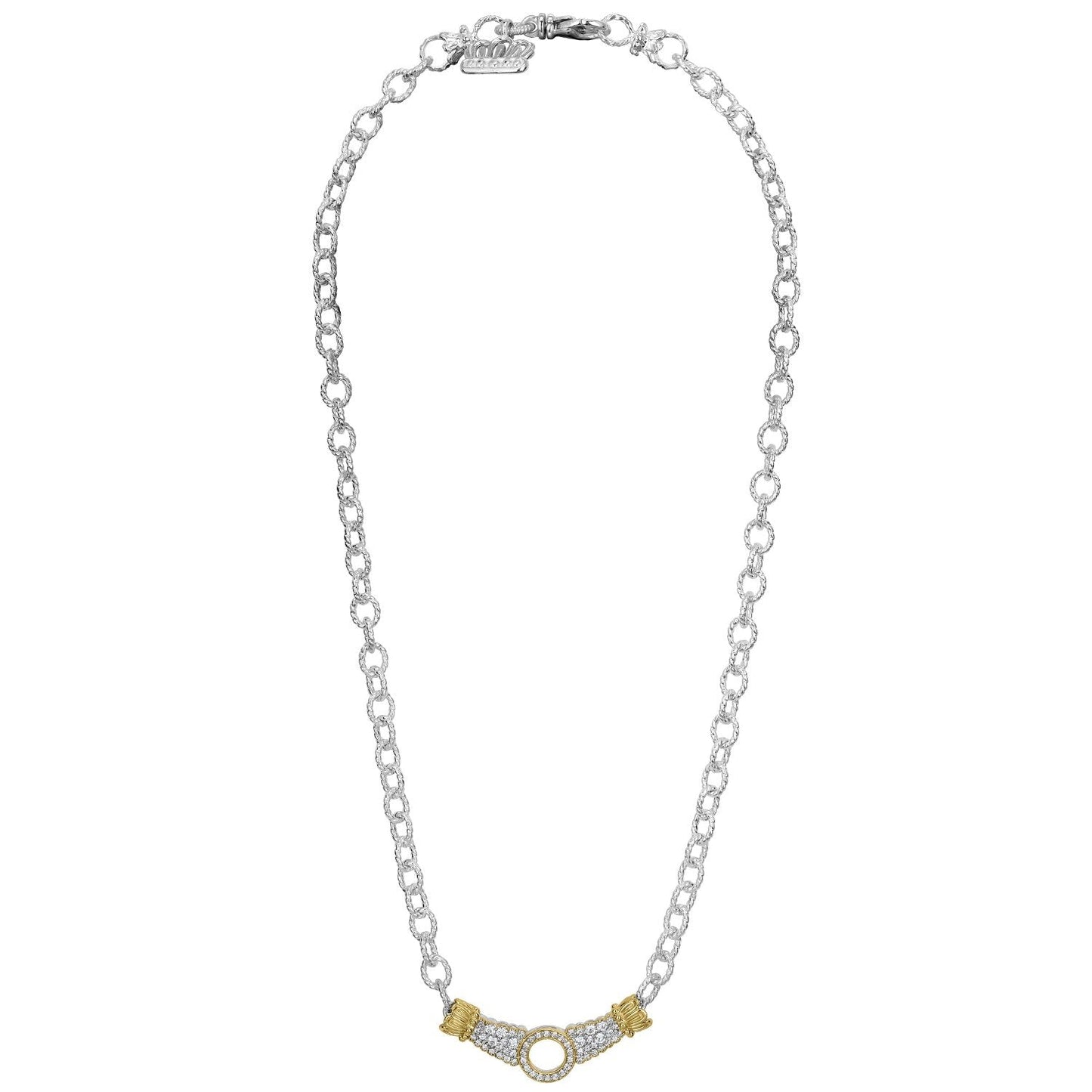 14K Gold and Sterling Silver, Diamond Necklace