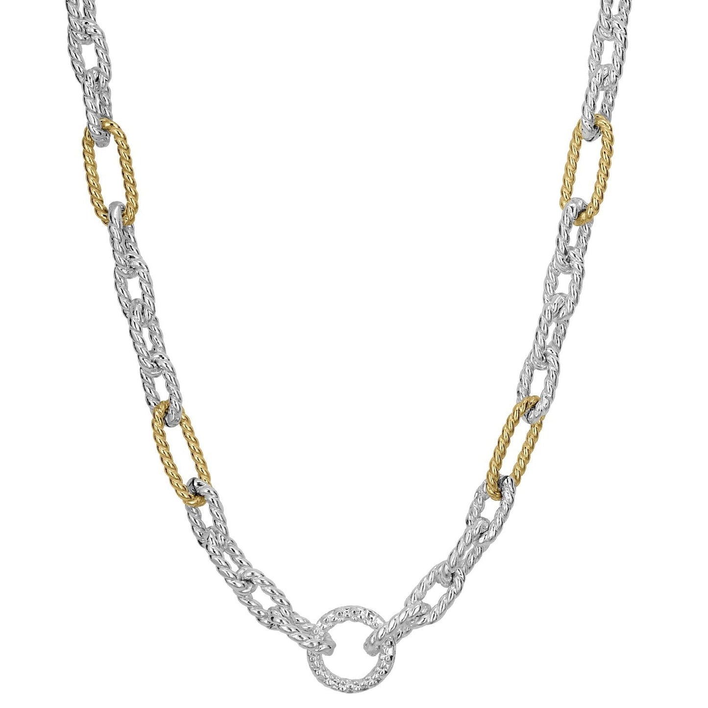14K Gold and Sterling Silver, Two-Tone Necklace