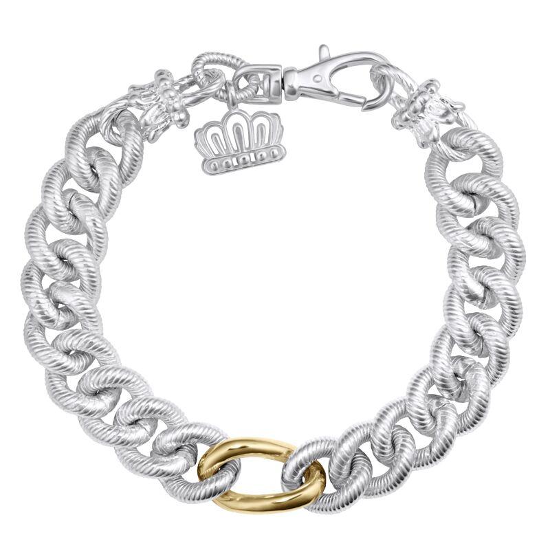 14K Gold and Sterling Silver, Two-Tone Link Chain Bracelet