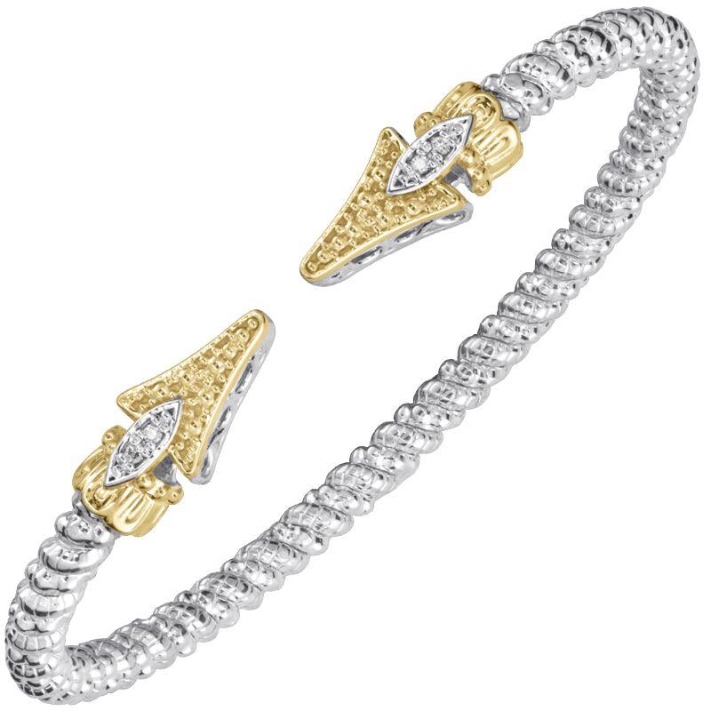 14K Gold and Sterling Silver, Diamond Stackable Cuff Bracelet