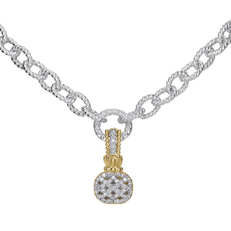 14K Gold and Sterling Silver, Diamond Statement Pendant