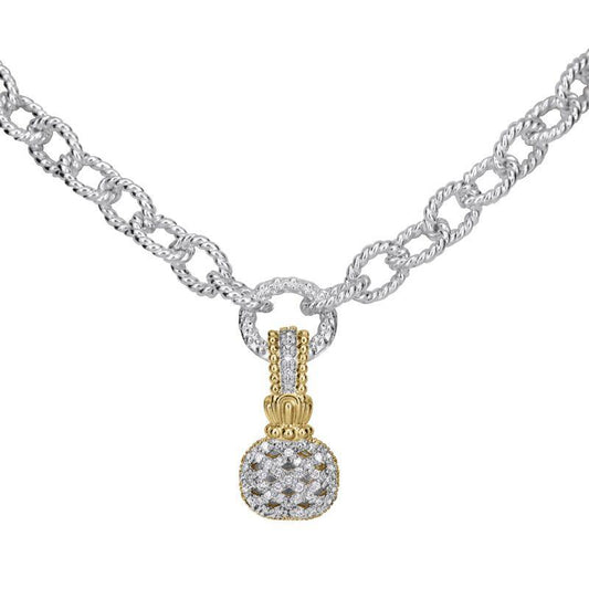 14K Gold and Sterling Silver, Diamond Statement Pendant