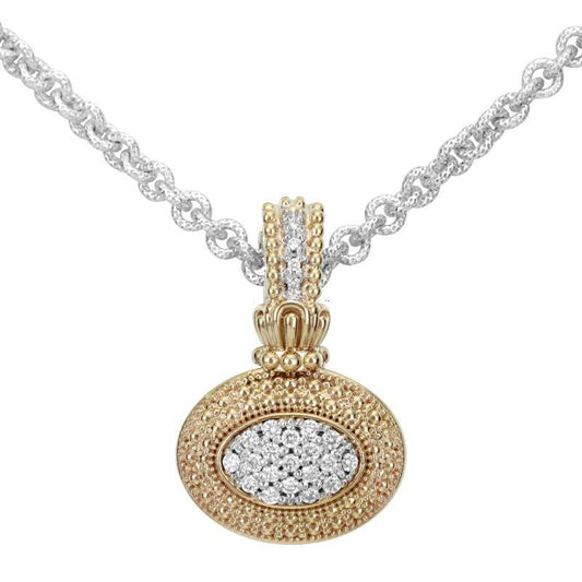 14K Gold and Sterling Silver, Diamond Statement Pendant