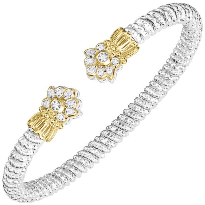 14K Gold and Sterling Silver, Diamond Cuff Bracelet