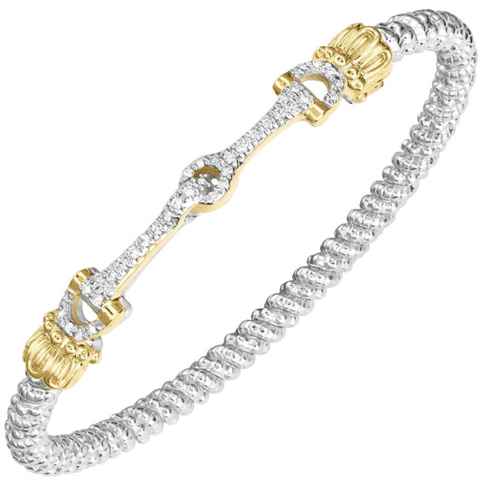 14K Gold and Sterling Silver, Diamond Horsebit Stackable Bracelet