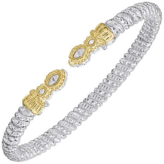 14K Gold and Sterling Silver, Diamond Stackable Bracelet
