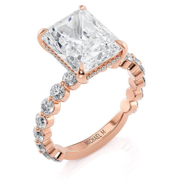 MICHAEL M Engagement Rings 18K Rose Gold Crown R782-3 Radiant