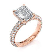 MICHAEL M Engagement Rings 18K Rose Gold Crown R812PV-3 Emerald