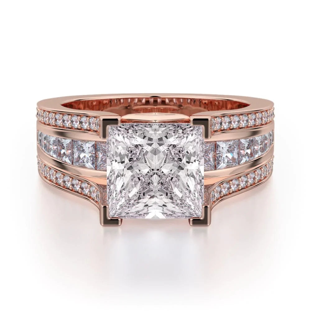 MICHAEL M Engagement Rings 18K Rose Gold Princess R465-2 R465-2RG