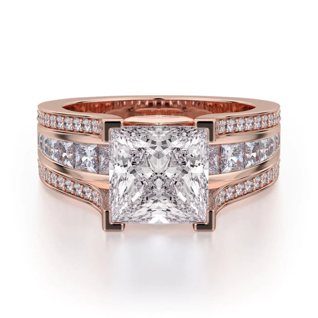 MICHAEL M Engagement Rings 18K Rose Gold Princess R465-2 R465-2RG
