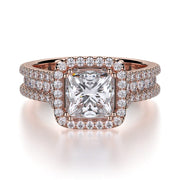 MICHAEL M Engagement Rings 18K Rose Gold Princess R466-2 R466-2RG