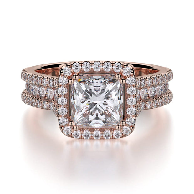 MICHAEL M Engagement Rings 18K Rose Gold Princess R466-2 R466-2RG