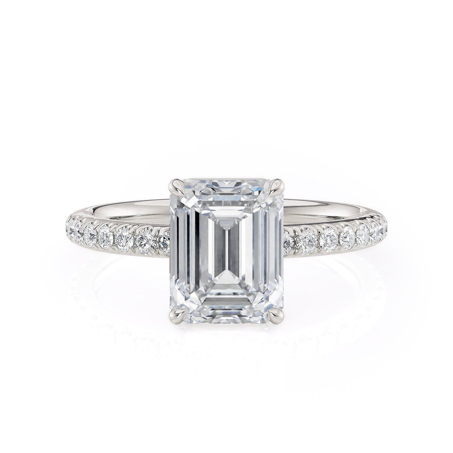 MICHAEL M Engagement Rings 18K White Gold CROWN R715-2 Emerald R715-2EMWG