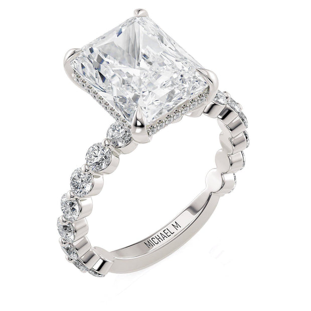 MICHAEL M Engagement Rings 18K White Gold Crown R782-3 Radiant